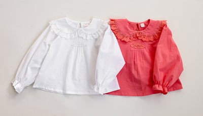 15508翻領花邊領上衣(兩色)1