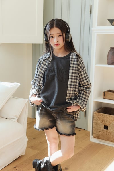 032430翻領格子外套B4