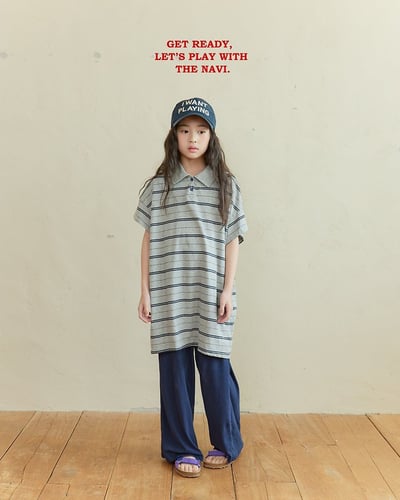 041531翻領條紋連身裙(兩色)3