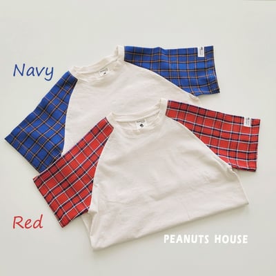 031832格子袖上衣(兩色)1