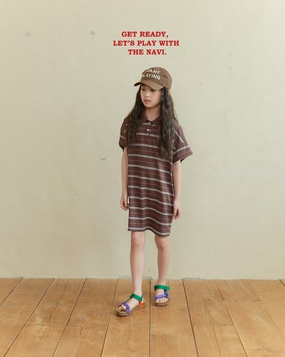 041531翻領條紋連身裙(兩色)9