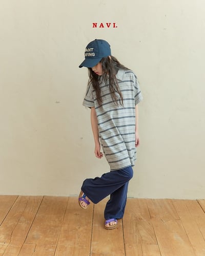 041531翻領條紋連身裙(兩色)5