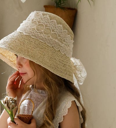 032344蕾絲綁帶帽1