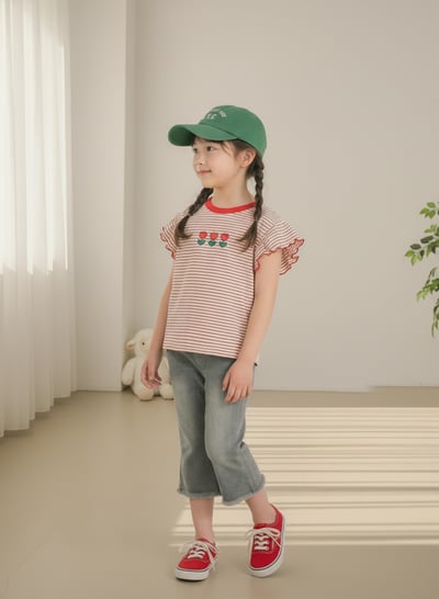 042309小花條紋上衣(兩色)2