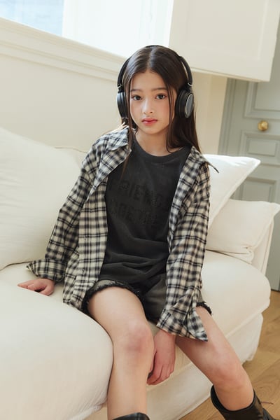 032430翻領格子外套B3