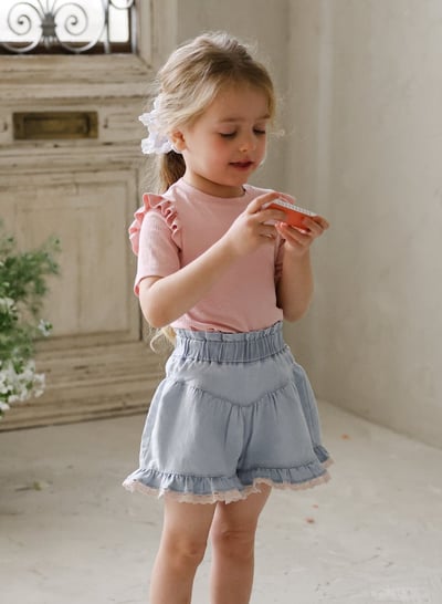 032321玫瑰花貼布牛仔短褲(兩色)11