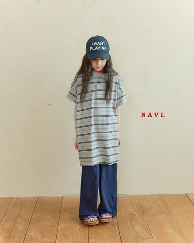 041531翻領條紋連身裙(兩色)6