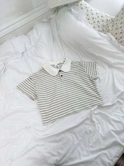 032431翻領條紋上衣(兩色)2