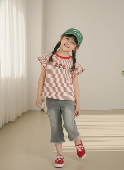 042309小花條紋上衣(兩色)4