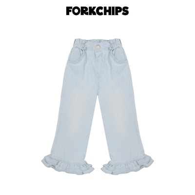 042053淺藍花邊牛仔褲1