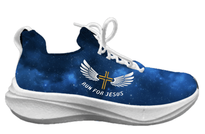 炫彩系列創意運動鞋-翼行恩典-Run for Jesus-藍1
