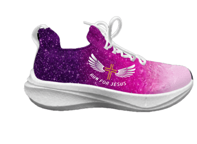 炫彩系列創意運動鞋-翼行恩典-Run for Jesus-粉紫1