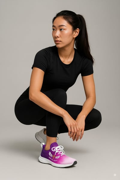 炫彩系列創意運動鞋-翼行恩典-Run for Jesus-粉紫7