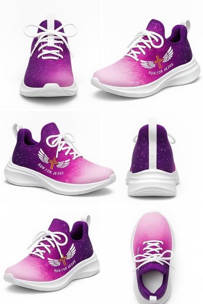 炫彩系列創意運動鞋-翼行恩典-Run for Jesus-粉紫3