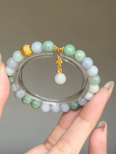 【三彩翡翠．貴人對焦】 Rosa.G 綠、紫、淡紫翡翠設計手鍊6