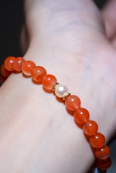 【胭脂雲影．貴人滋養】 Rosa.G 南紅 x 珍珠 x 女皇貝 x 蜜桃鹽源設計手鍊3