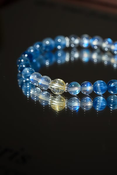 【曜藍金鋒．清醒掠奪】 Rosa.G 頂級鈦晶 x 強藍光拉長石 x 貓眼藍晶石能量手鍊2