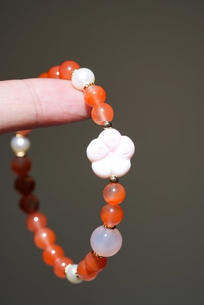 【胭脂雲影．貴人滋養】 Rosa.G 南紅 x 珍珠 x 女皇貝 x 蜜桃鹽源設計手鍊2