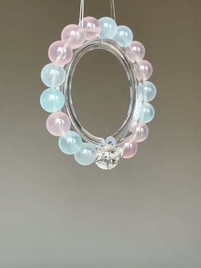 【冰晶星辰．意識校準】 Rosa.G 海藍寶 x 六芒星光粉晶 x 白阿塞設計手鍊2