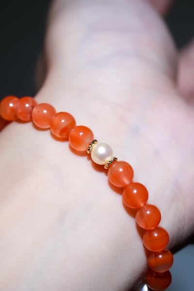 【胭脂雲影．貴人滋養】 Rosa.G 南紅 x 珍珠 x 女皇貝 x 蜜桃鹽源設計手鍊11