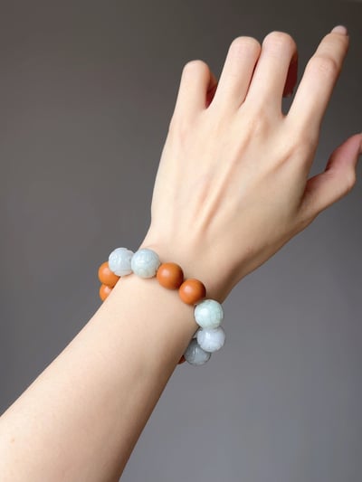 【靈犀佈局．金錢歸位】 Rosa.G 翡翠錢幣 x 天然猴頭核桃精雕手鍊5