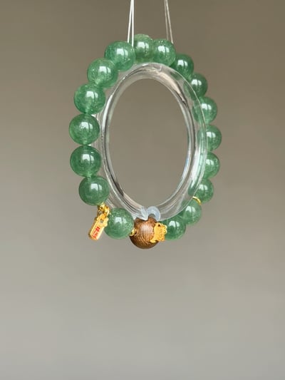 【人氣修復．焦慮斷捨離】 Rosa.G 星光綠草莓晶 x 沉香 x 開運純銀設計手鍊2