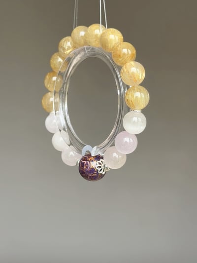 【八方豐盛．星芒守護】 Rosa.G 金髮晶 x 貓眼紫鋰輝 x 八方來財大漆珠設計手鍊3