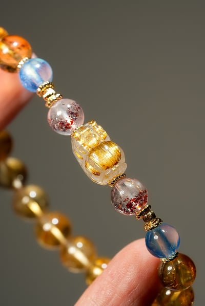 【全能通殺・高EQ招財】Rosa.G 海穹御金｜黃塔晶 𝘹 海藍寶 𝘹 超七草莓晶 𝘹 鈦晶貔貅手鍊4