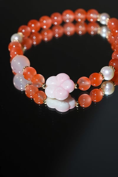 【胭脂雲影．貴人滋養】 Rosa.G 南紅 x 珍珠 x 女皇貝 x 蜜桃鹽源設計手鍊9