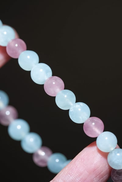 【薄霧晨曦．情感校準】 Rosa.G 天青凍 x 粉水晶設計手鍊6