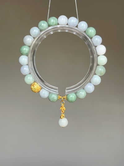 【三彩翡翠．貴人對焦】 Rosa.G 綠、紫、淡紫翡翠設計手鍊1