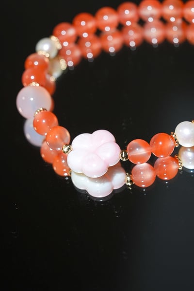 【胭脂雲影．貴人滋養】 Rosa.G 南紅 x 珍珠 x 女皇貝 x 蜜桃鹽源設計手鍊4