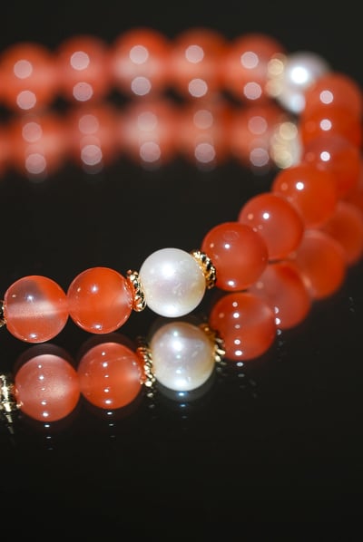 【胭脂雲影．貴人滋養】 Rosa.G 南紅 x 珍珠 x 女皇貝 x 蜜桃鹽源設計手鍊6