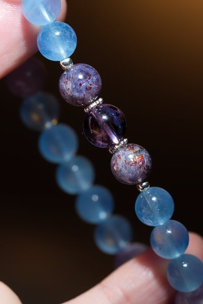 【終結腦霧・高分晉升】Rosa.G 智性星海｜紫水晶 𝘹 海藍寶 𝘹 菫青石 𝘹 薰衣草紫水晶手鍊4