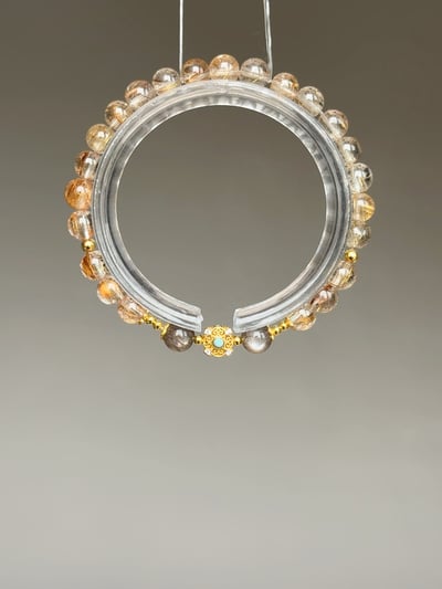 【大地金脈．紮財富根基】 Rosa.G 銅髮晶 x 黑金骨幹 x 原礦綠松石手鍊1