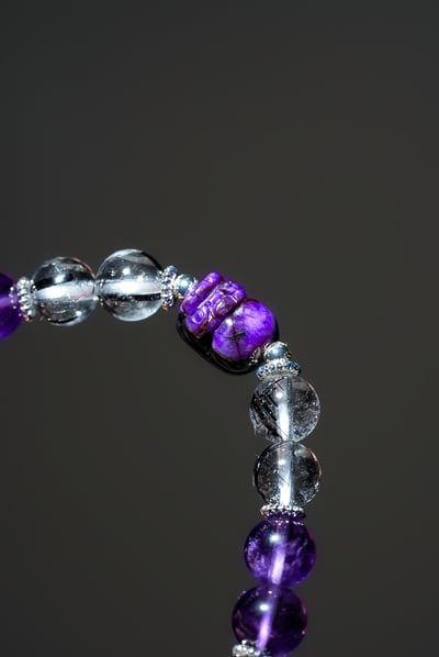 【紫金守護．權威轉化】 Rosa.G 舒俱萊貔貅 x 金運石 x 紫水晶 x 黑髮晶設計手鍊9