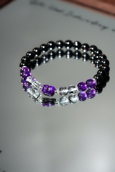 【紫金守護．權威轉化】 Rosa.G 舒俱萊貔貅 x 金運石 x 紫水晶 x 黑髮晶設計手鍊12