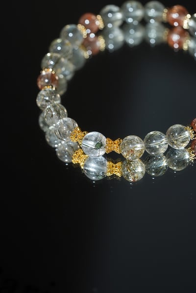 【星海綻放．豐盛對焦】 Rosa.G 海膽水晶 x 紅銅鈦 x 綠碧璽髮晶設計手鍊10