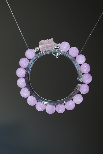 【月下霓影．情商平衡】 Rosa.G 貓眼紫鋰輝 x 粉晶貔貅 x 純銀貓咪設計手鍊1