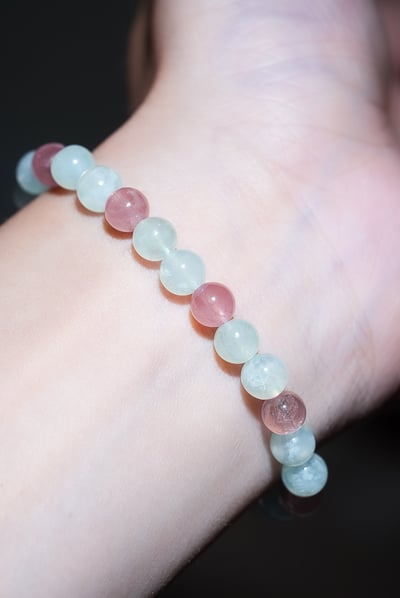 【薄霧晨曦．情感校準】 Rosa.G 天青凍 x 粉水晶設計手鍊5