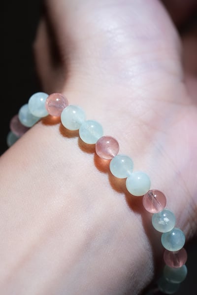 【薄霧晨曦．情感校準】 Rosa.G 天青凍 x 粉水晶設計手鍊4