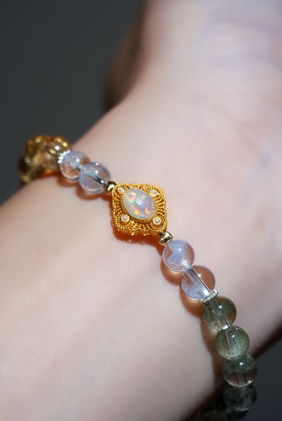 【靈感突圍．顯化全域】 Rosa.G 鑲嵌歐珀 x 綠幽靈 x 黃水晶 x 藍線石設計手6