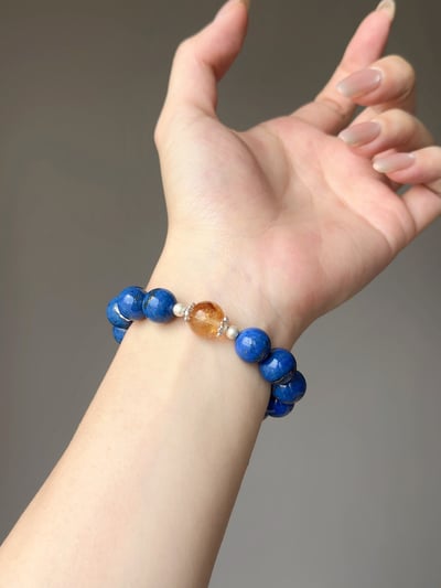 【星域覺醒．豐盛對焦】 Rosa.G 老礦青金石 x 彩虹黃塔晶設計手鍊2