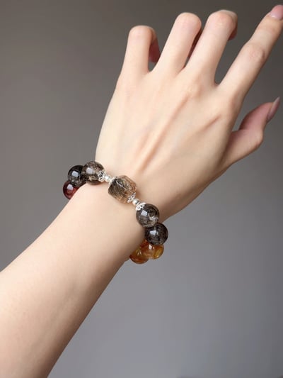 【熔岩武士．權威顯化】 Rosa.G 黑武士閃靈 x 三色膠花 x 黑金超方糖設計手鍊6