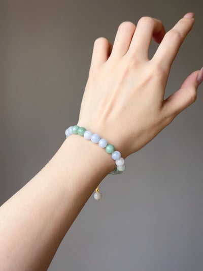 【三彩翡翠．貴人對焦】 Rosa.G 綠、紫、淡紫翡翠設計手鍊3