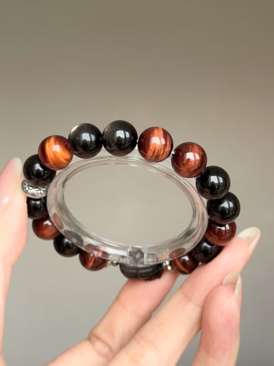 【雷霆鎮煞】 Rosa.G 曜影赤刃｜銀曜石紅虎眼神獸貔貅 手鍊5