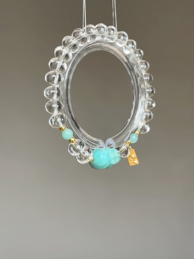 【思緒清理．財路大開】 Rosa.G 無優化天河石貔貅 x 白水晶算盤珠設計手鍊2