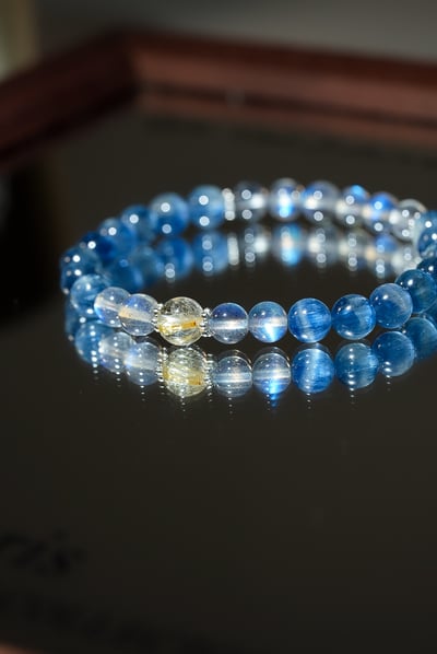 【曜藍金鋒．清醒掠奪】 Rosa.G 頂級鈦晶 x 強藍光拉長石 x 貓眼藍晶石能量手鍊11