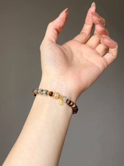 【正財霸主・鎮場破局】Rosa.G 御翠醒獅｜綠幽靈 𝘹 鶯歌綠沉香 𝘹 純銀醒獅 手鍊7