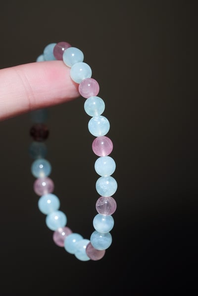 【薄霧晨曦．情感校準】 Rosa.G 天青凍 x 粉水晶設計手鍊2